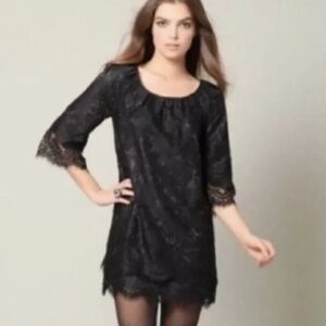 Anthropologie Leifsdottir black lace dress.